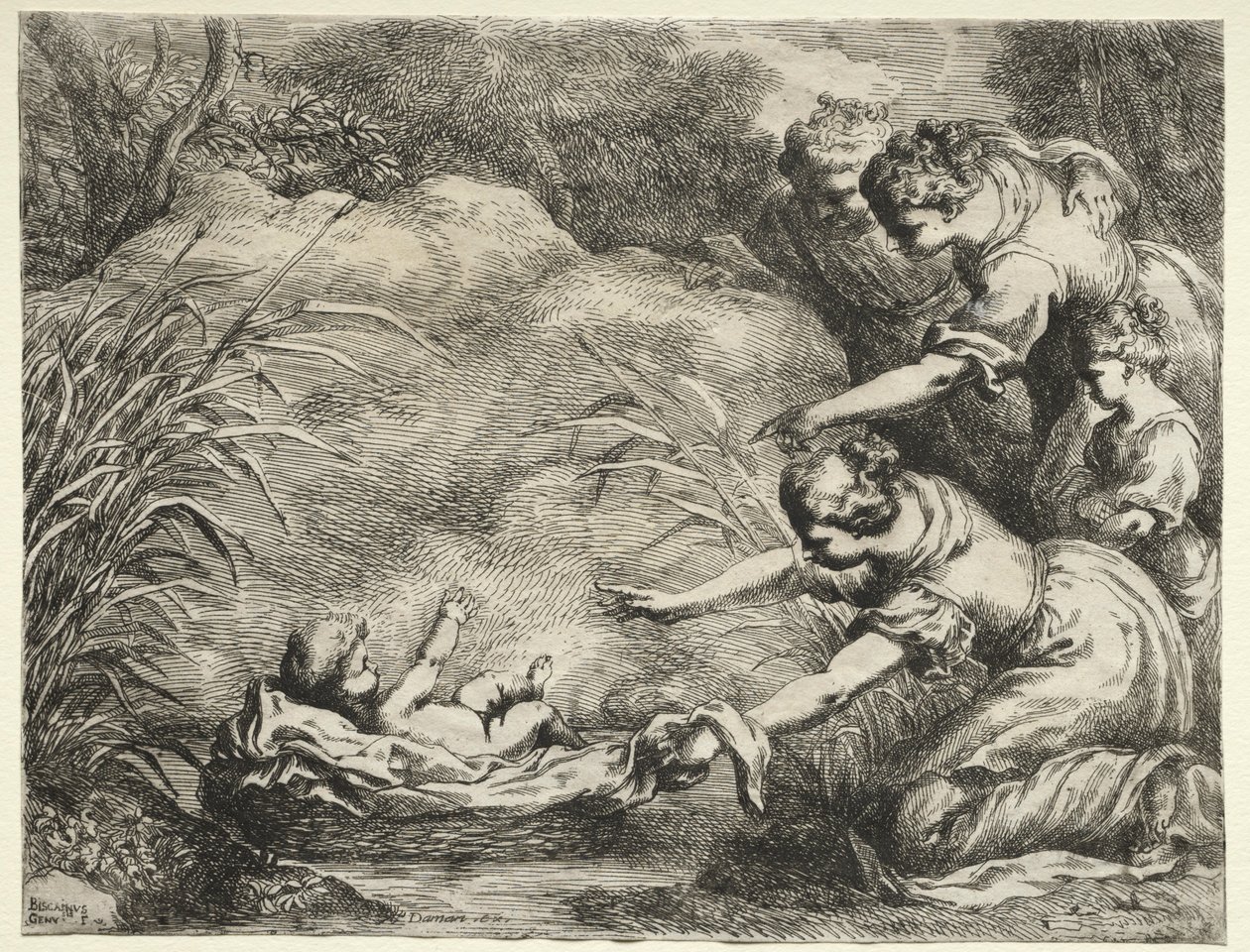 Mojžíš zachráněn z Nilu. od Bartolomeo Biscaino