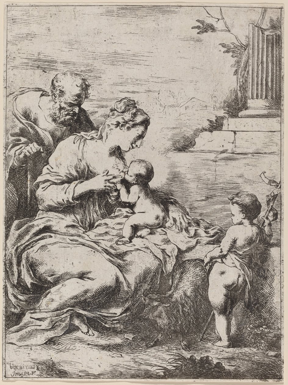 Svatá rodina se svatým Janem od Bartolomeo Biscaino