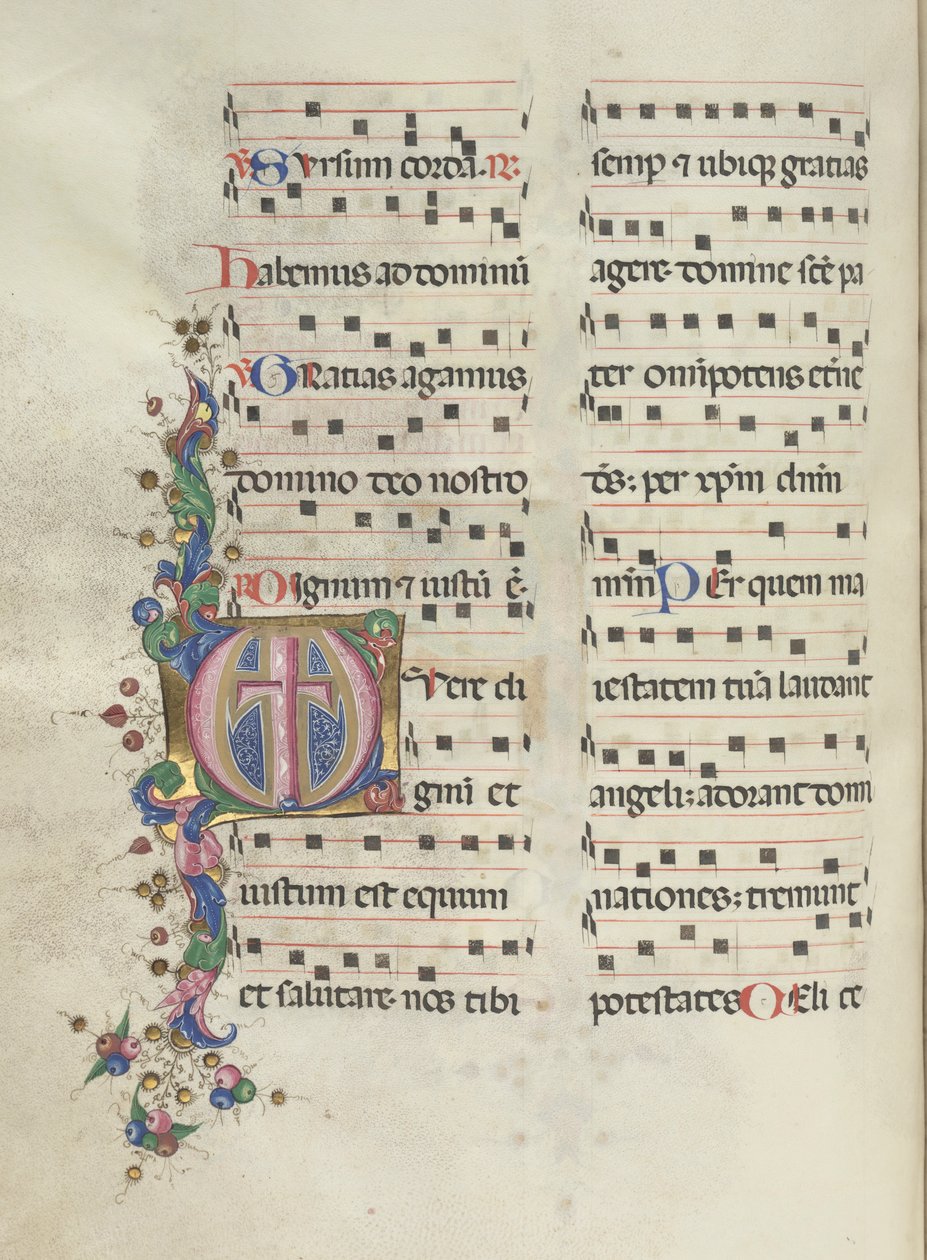 Missale: Fol. 183v: Kříž, Listí, 1469. od Bartolomeo Caporali