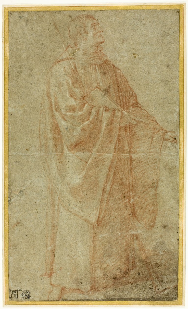 Stojící mnich drží knihu a hůl od Bartolomeo Cesi