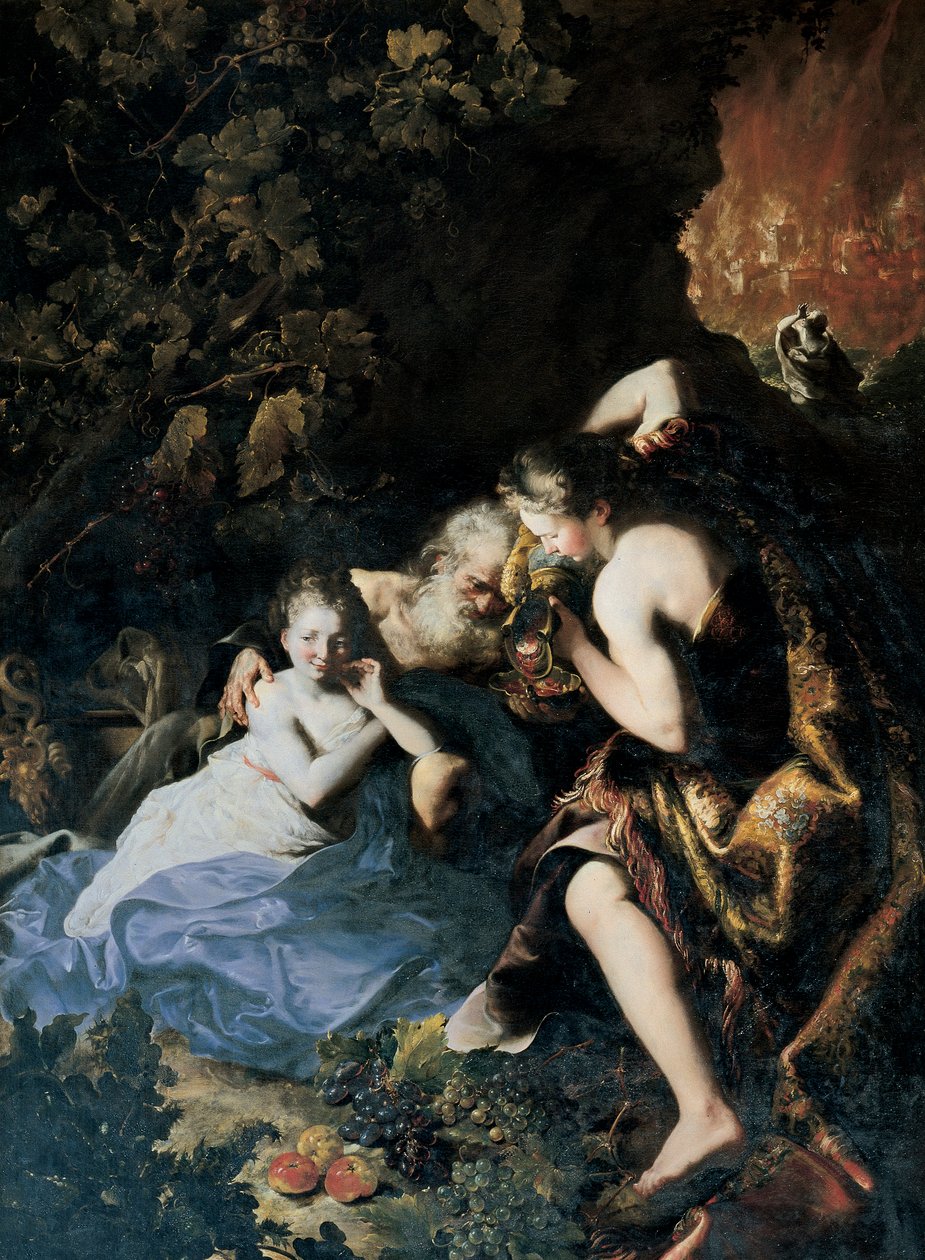Lot opilý svými dcerami od Bartolomeo Guidobono