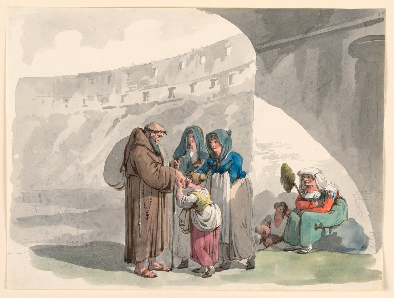 Kresba, Pozdrav poustevníka, 1807-08 od Bartolomeo Pinelli