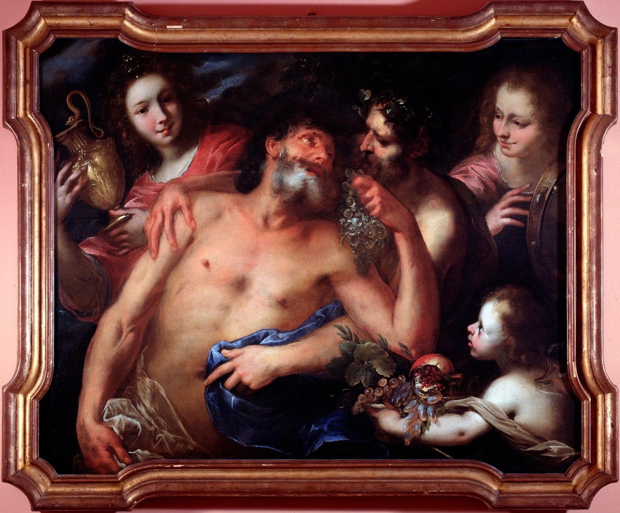 Opilý Silenus (olej na plátně). od Bartolommeo Biscaino
