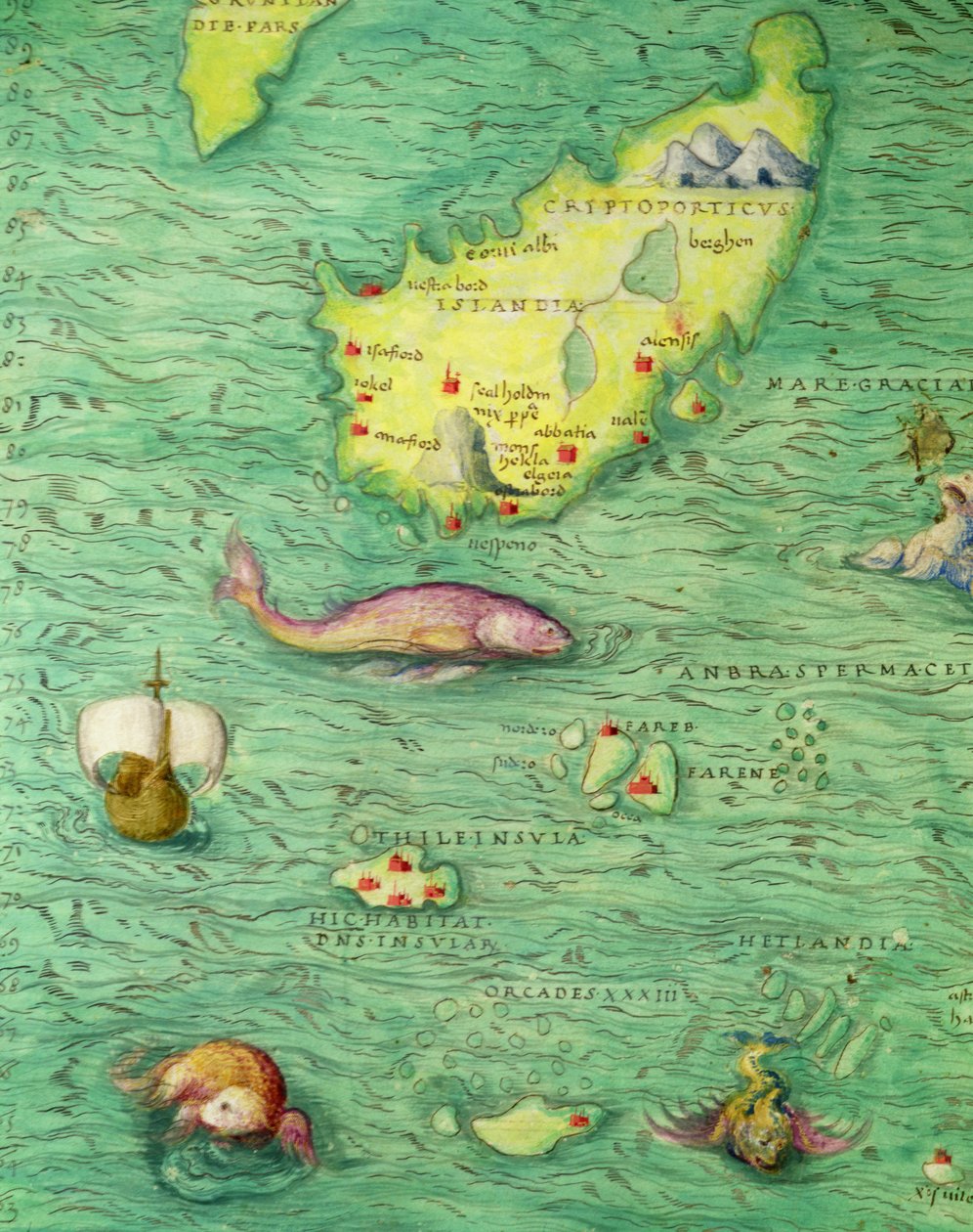 Island, z atlasu světa ve 33 mapách, Benátky, 1. září 1553 (tuš na pergamenu) (detail z 330951) od Battista Agnese