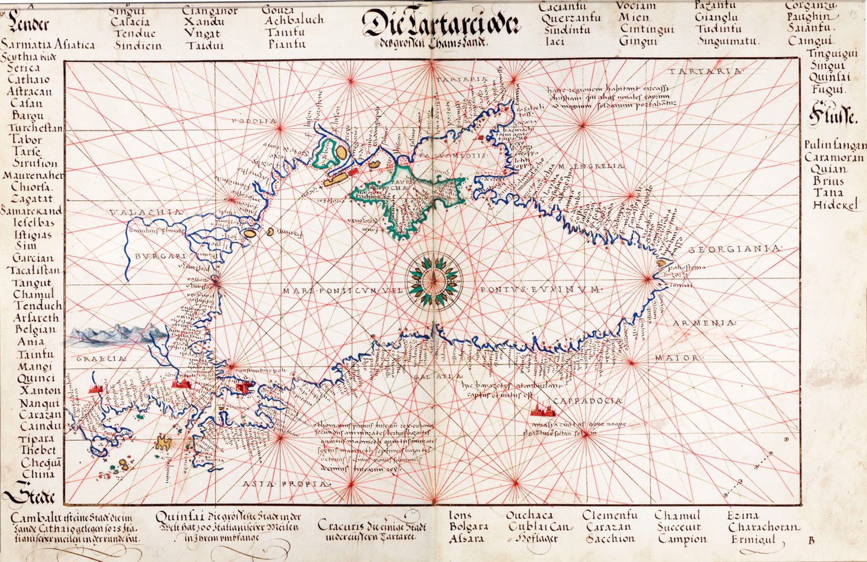 Mapa Černého moře od Battista Agnese
