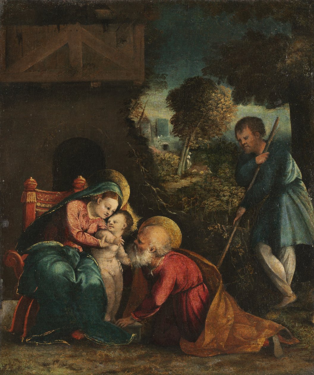 Svatá rodina s pastýřem, počátek 20. let 16. století. od Battista Dossi