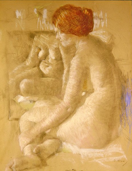 Nahá dívka - Úvahy (křída na papíře) od Beatrice How