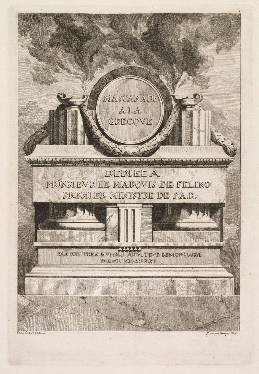 Řecká maškaráda: Věnovací stránka, 1771. od Benigno Bossi