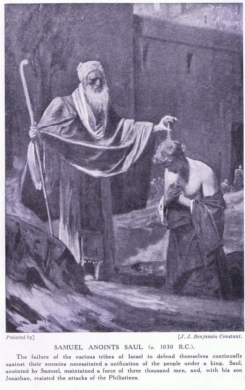 Samuel pomazává Saula kolem roku 130 před naším letopočtem od Jean Joseph Benjamin Constant