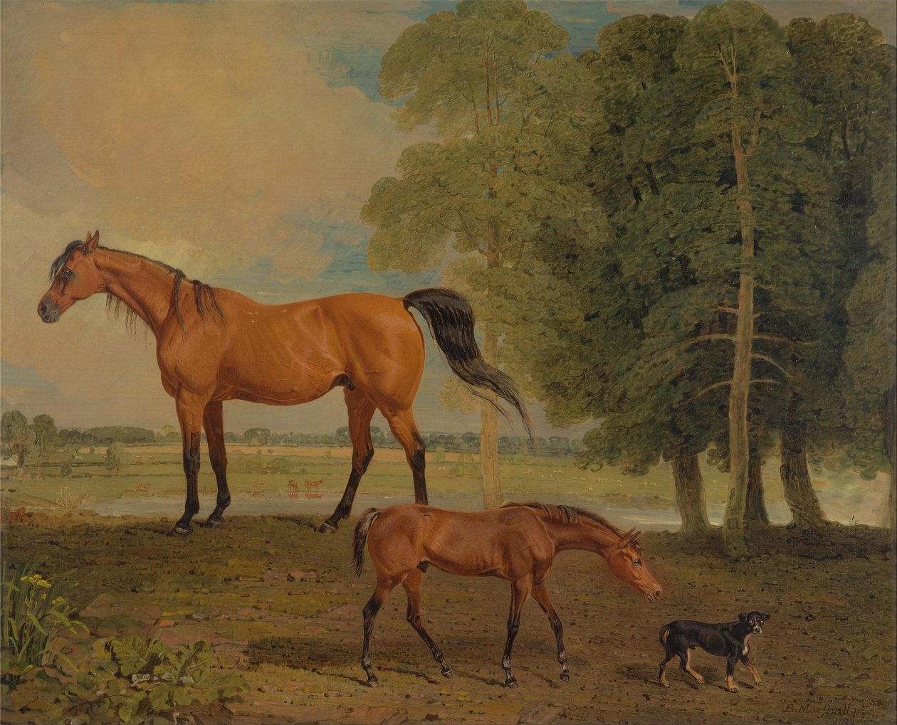 Broodmare s hříbětem a teriérem od Benjamin Marshall