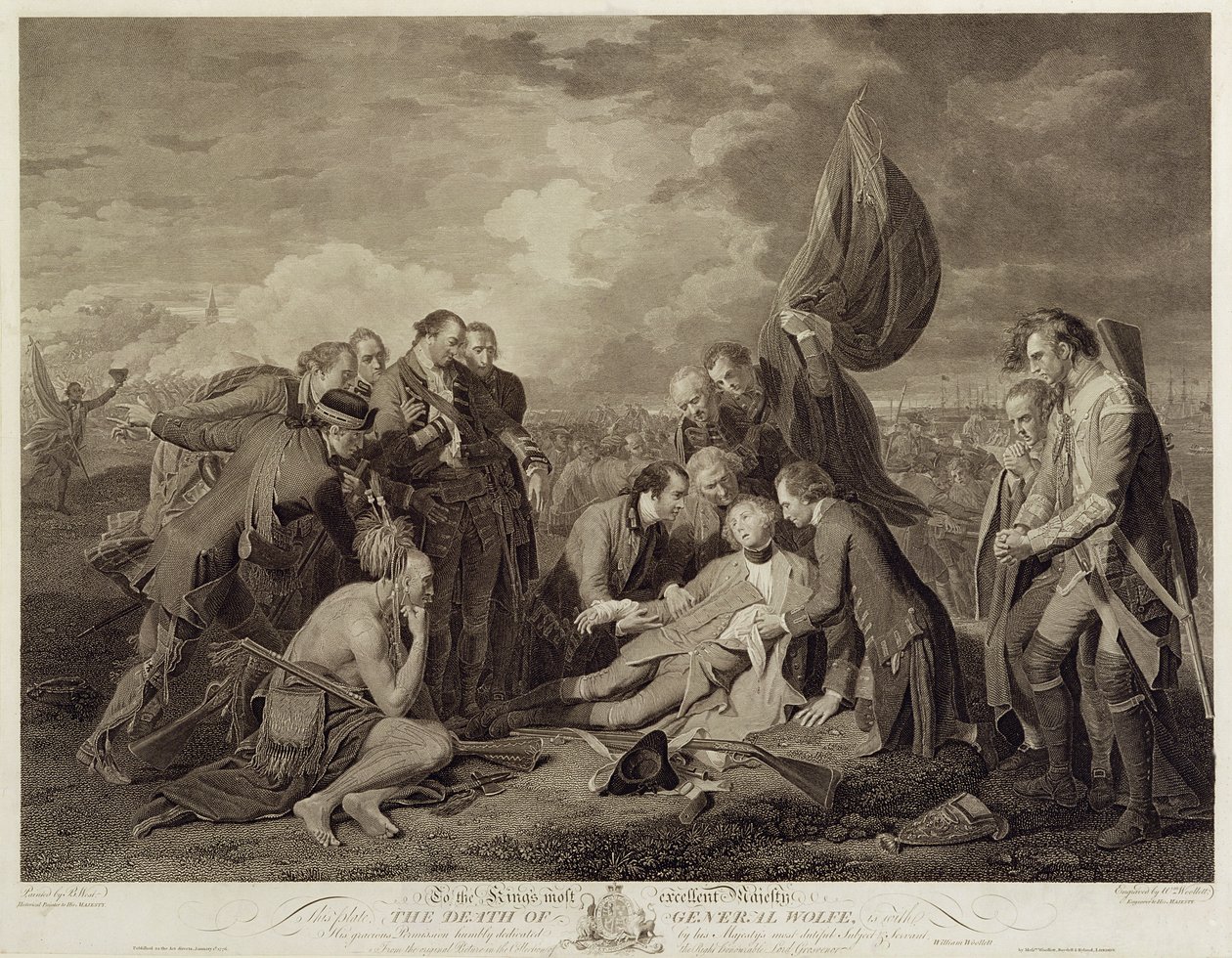 Smrt generála Wolfa (1727-59), vyryl William Woollett (1735-85) kolem roku 1776 od Benjamin West