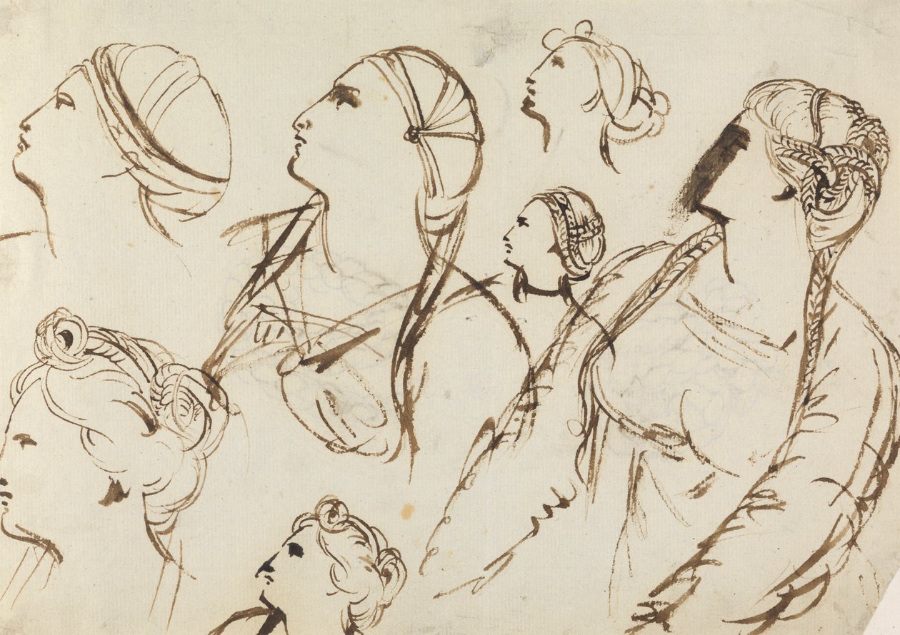 Studie ženských účesů od Benjamin Robert Haydon