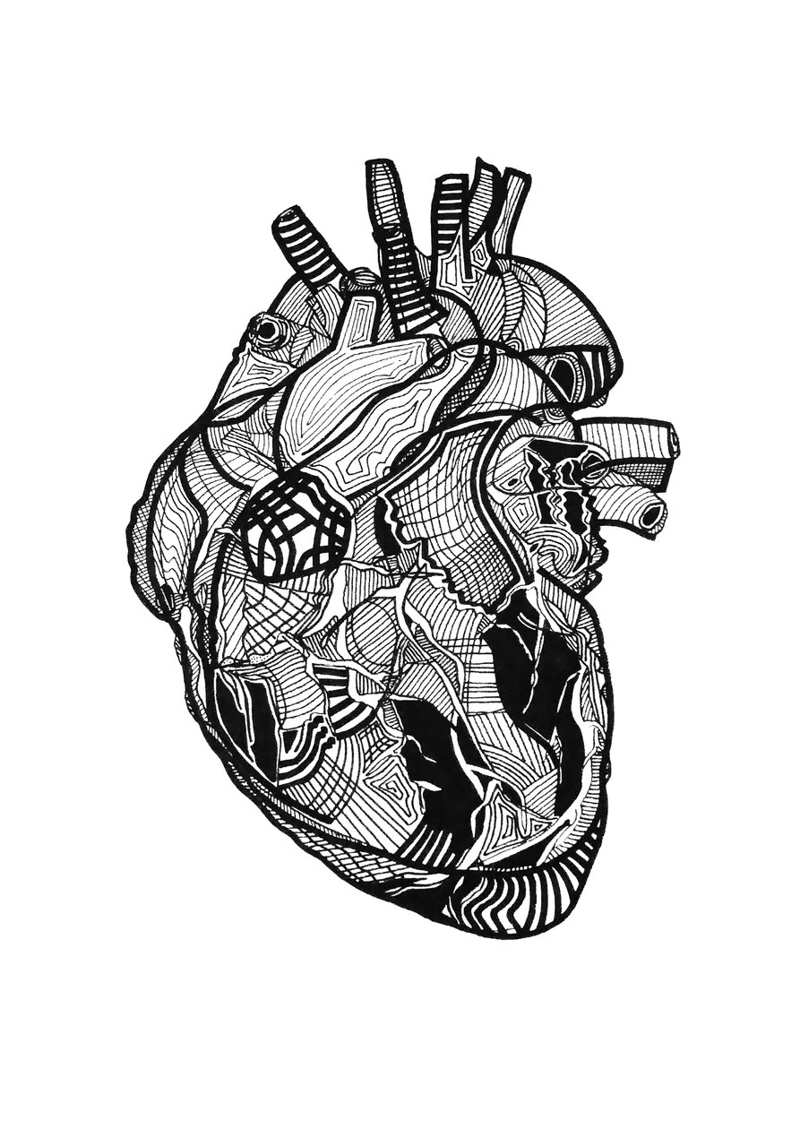 Double coeur, 2019 (tuš na papíře) od Benoit Erwann Boucherot