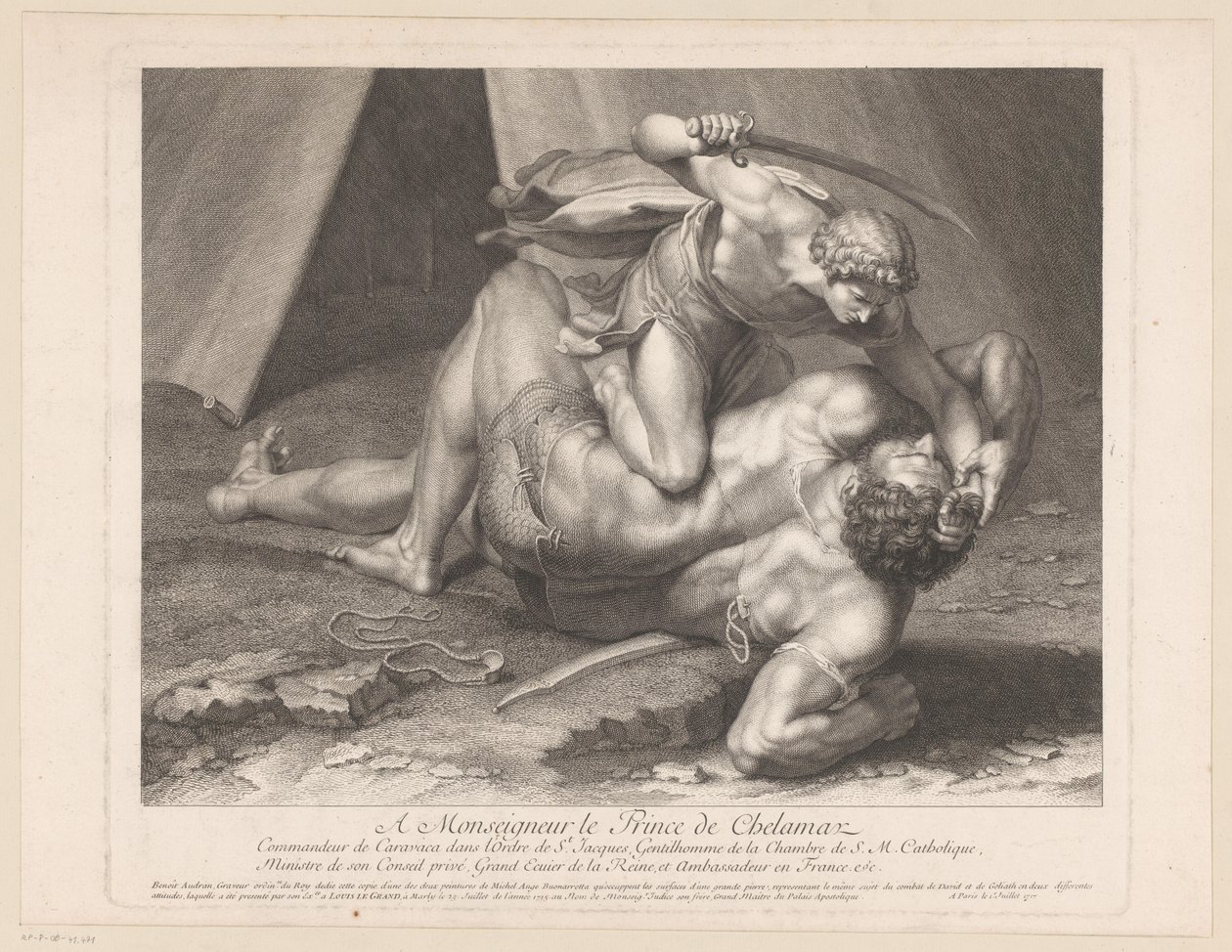 David onthoofdt Goliáš od Benoît Audran (I)