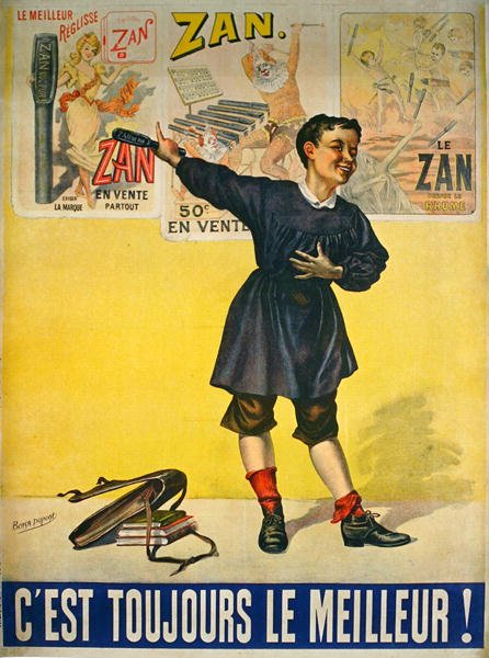 Plakátová reklama „Zan“ lékořice od Bensa Dupont