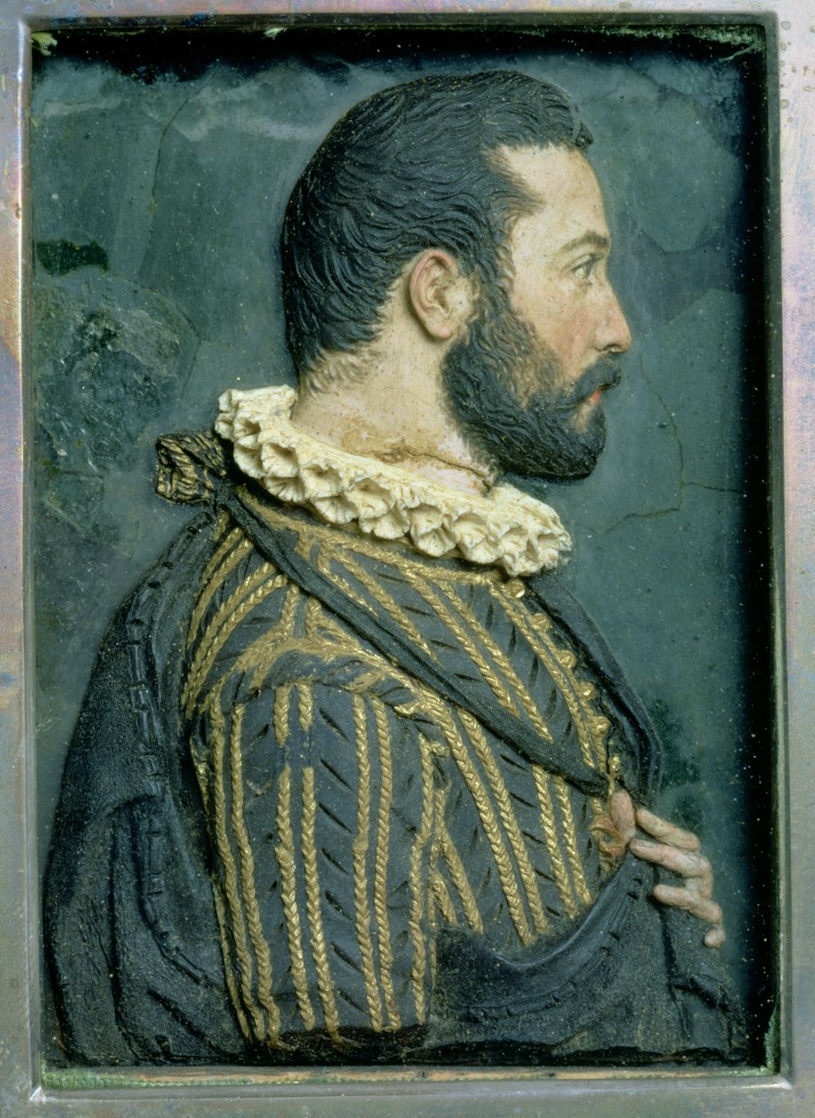 Portrétní reliéf Františka I., francouzského krále (1494-1547) (vosk) od Benvenuto Cellini