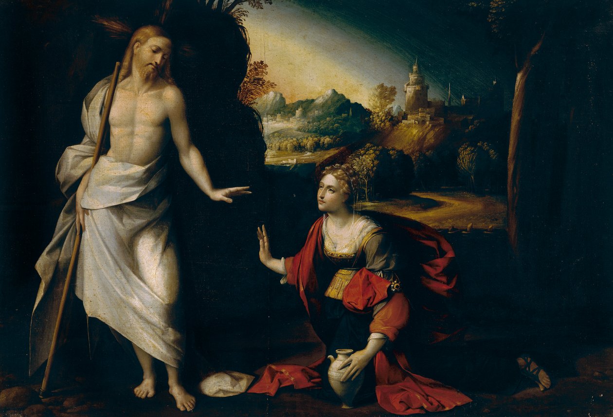 Obraz zobrazující Noli me tangere (Nedotýkej se mě) od Benvenuto Tisi da Garofalo