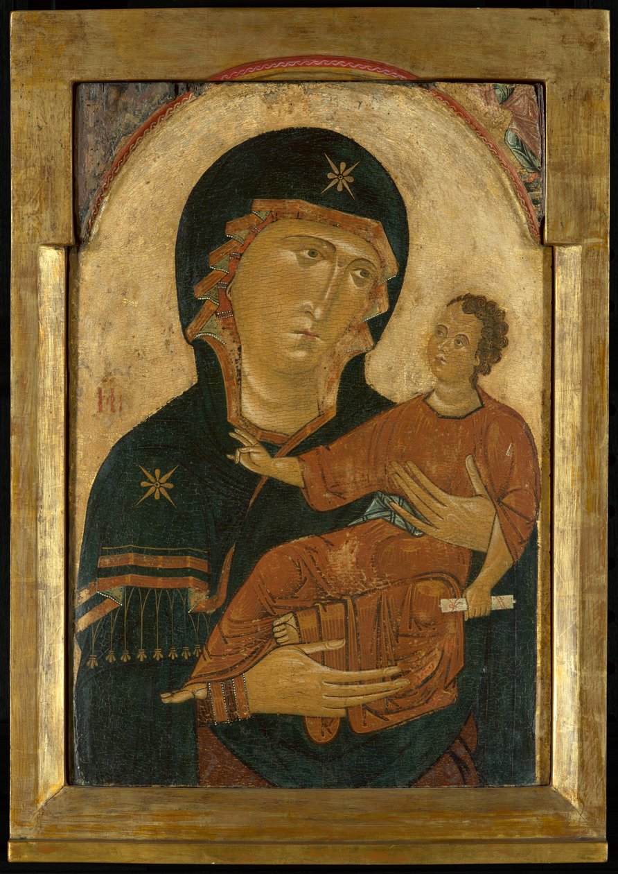 Madonna a dítě, cca 1230-1240 (tempera a plátkové zlato na panelu) od Berlinghieri Family circle of Berlinghieri Family circle of