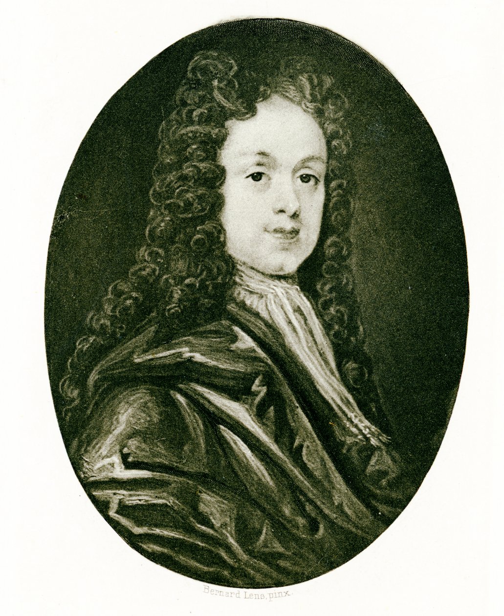 Portrétní miniatura Johna Whitea, kolem roku 1719 (wc a kvaš na slonovině) od Bernard III Lens
