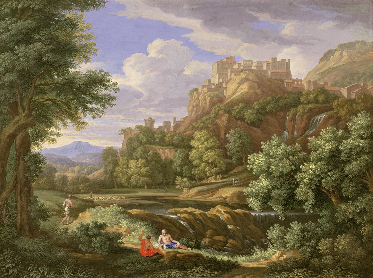 Klasická krajina, 1717 (barva těla a guma s bílou nad grafitem na pergamenu) od Bernard Lens