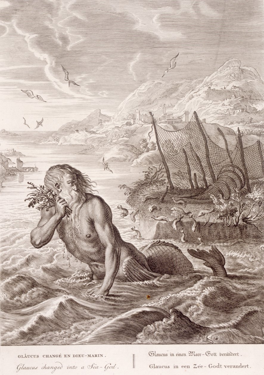 Glaucus se proměnil v mořského boha, 1731 od Bernard Picart