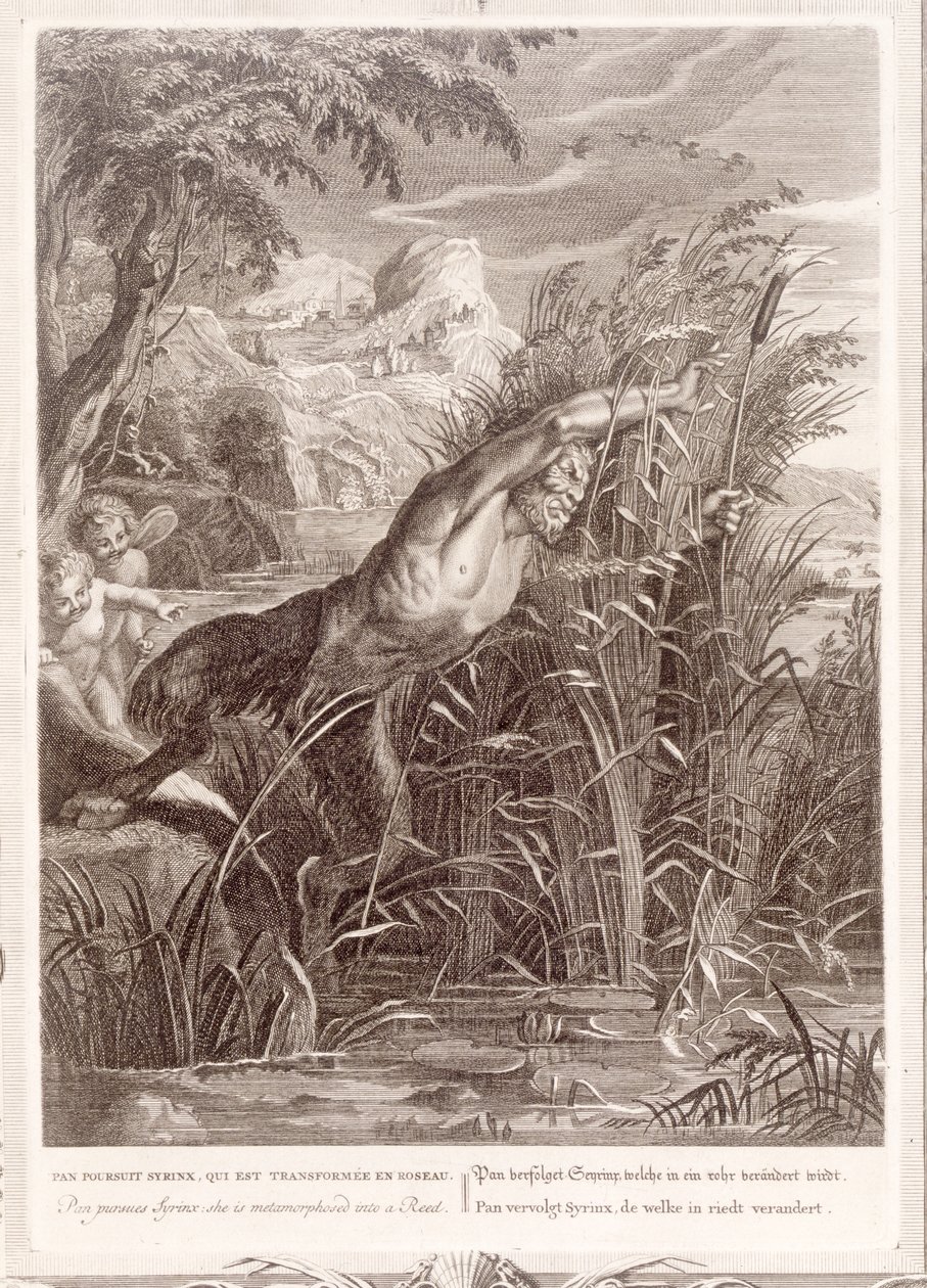 Pan Pursues Syrinx: She is Transformed to a Reed, 1731 od Bernard Picart