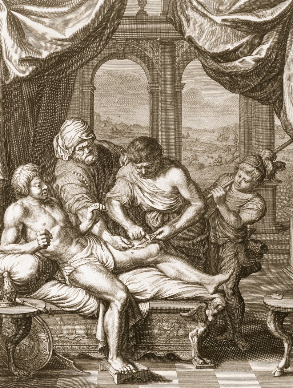 Telephus vyléčený rzí stejného kopí, které ho zranilo, 1731 od Bernard Picart