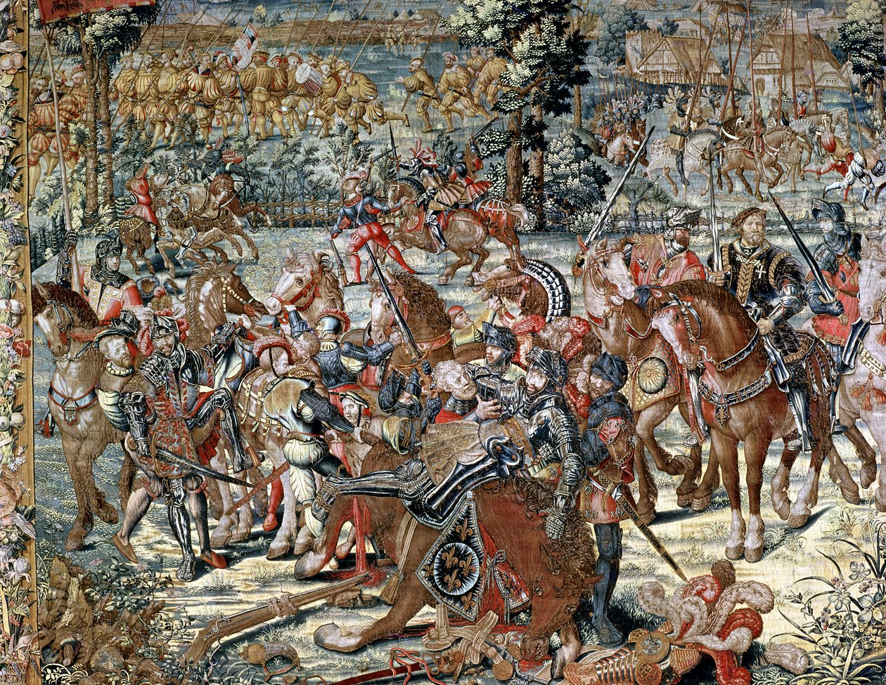 Bitva u Pavie. Zajetí Františka I. (1494-1547) 24. února 1525 (tapiserie) od Bernard van Orley