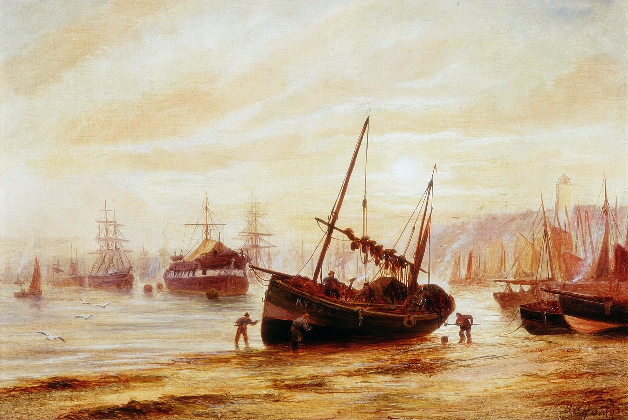 Přímořská krajina - Ústí řeky Tyne od Bernard Benedict Hemy