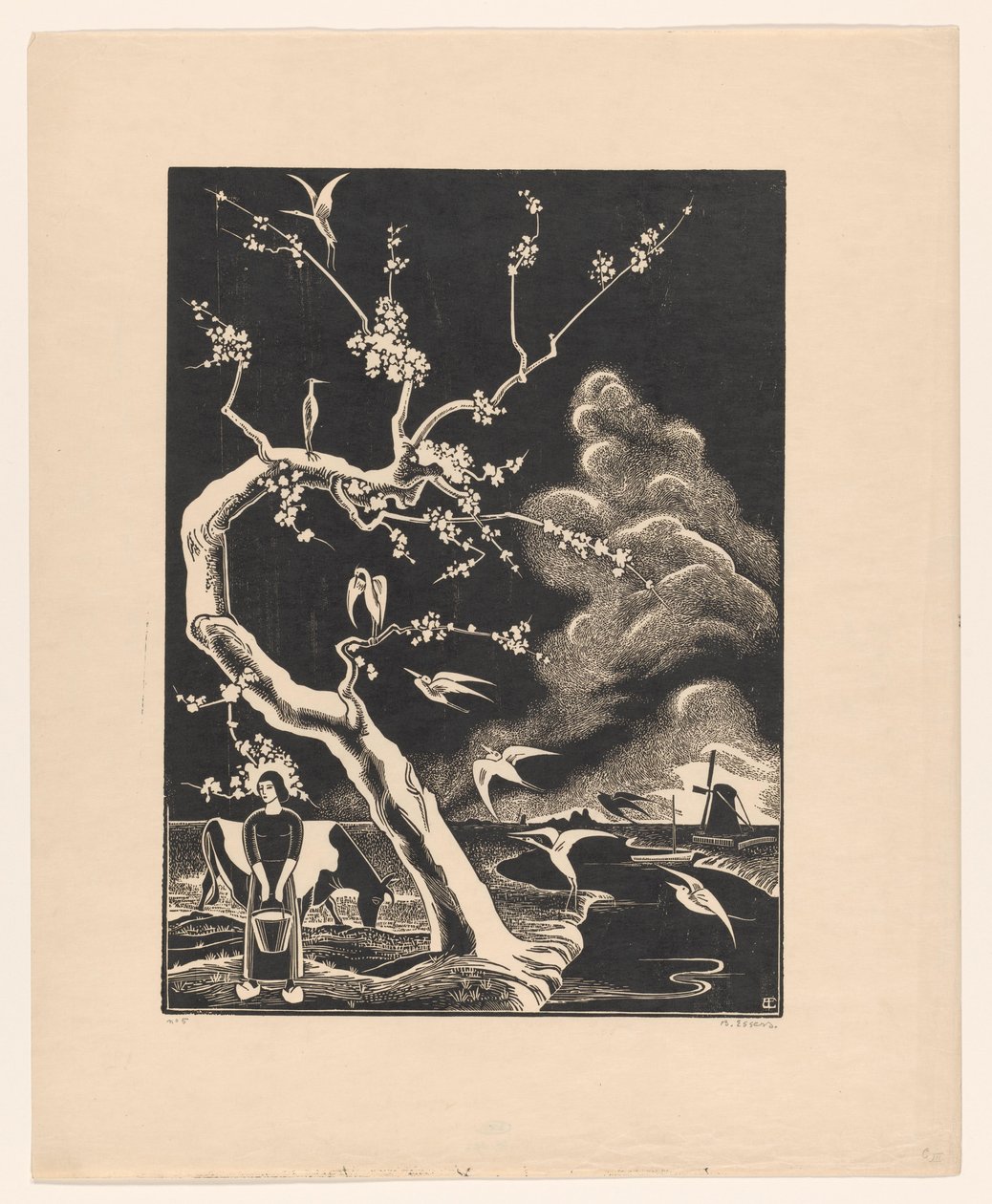 Strom s volavkami od Bernard Essers (signed by artist)