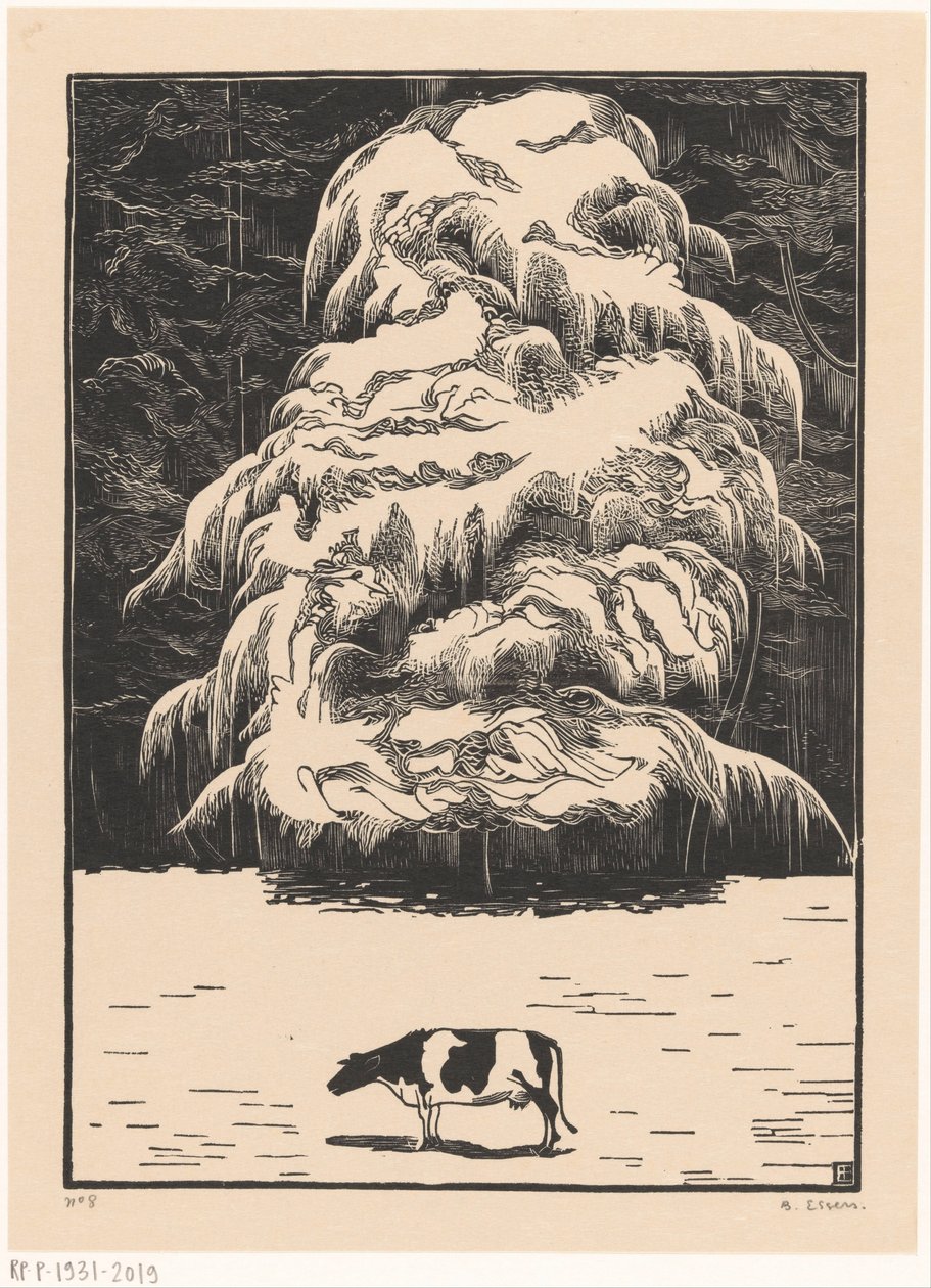 Kráva s modřínem od Bernard Essers (signed by artist)