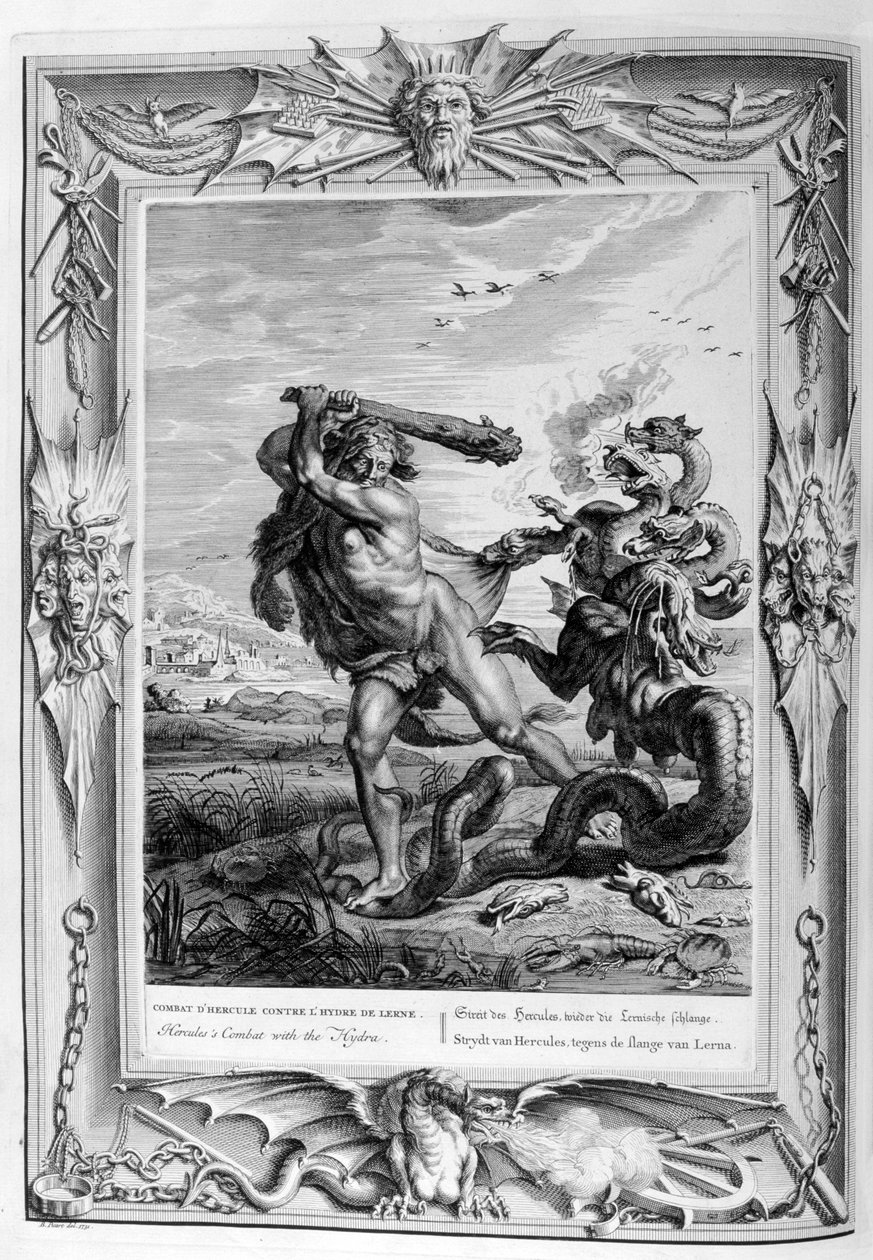 Herkules bojuje s lernianskou hydrou, 1733 od Bernard Picart