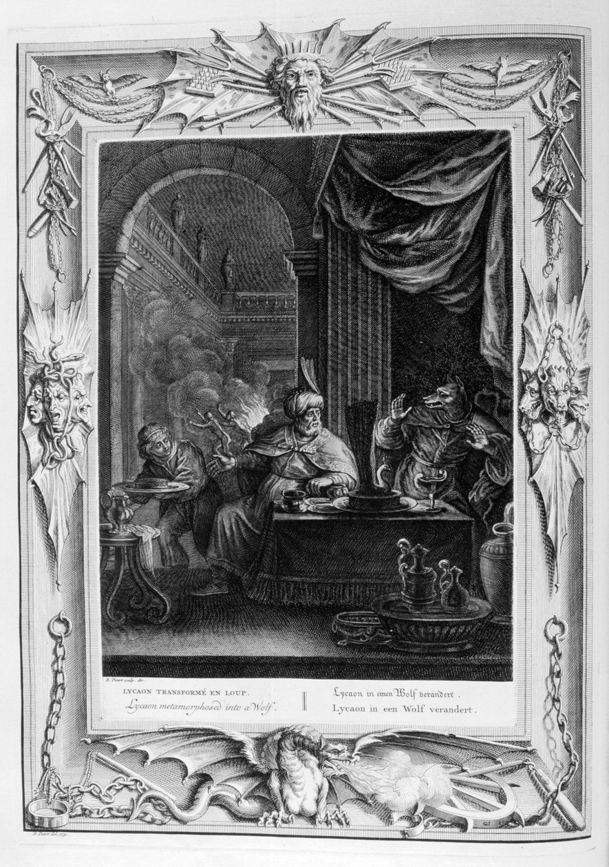Lycaon se proměnil ve vlka, 1733 od Bernard Picart