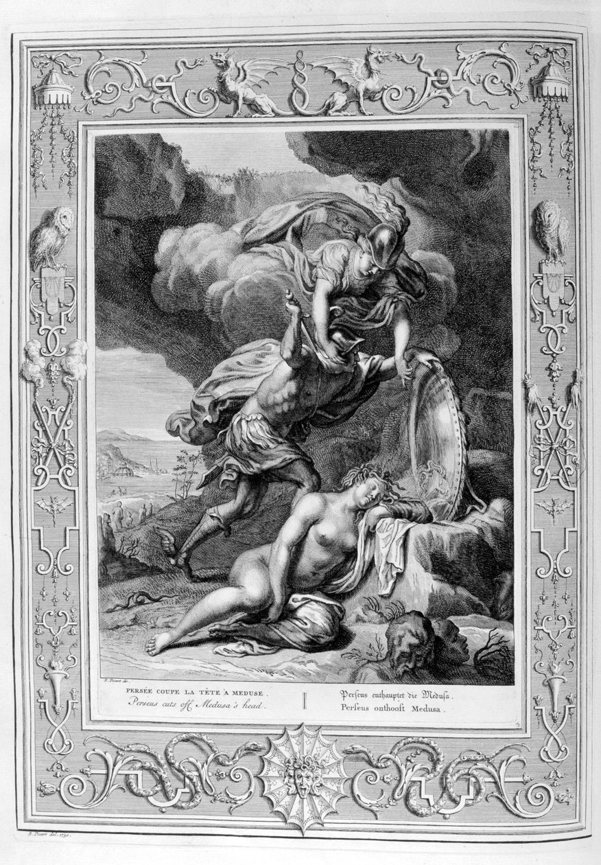 Perseus usekl hlavu Medusy, 1733 od Bernard Picart