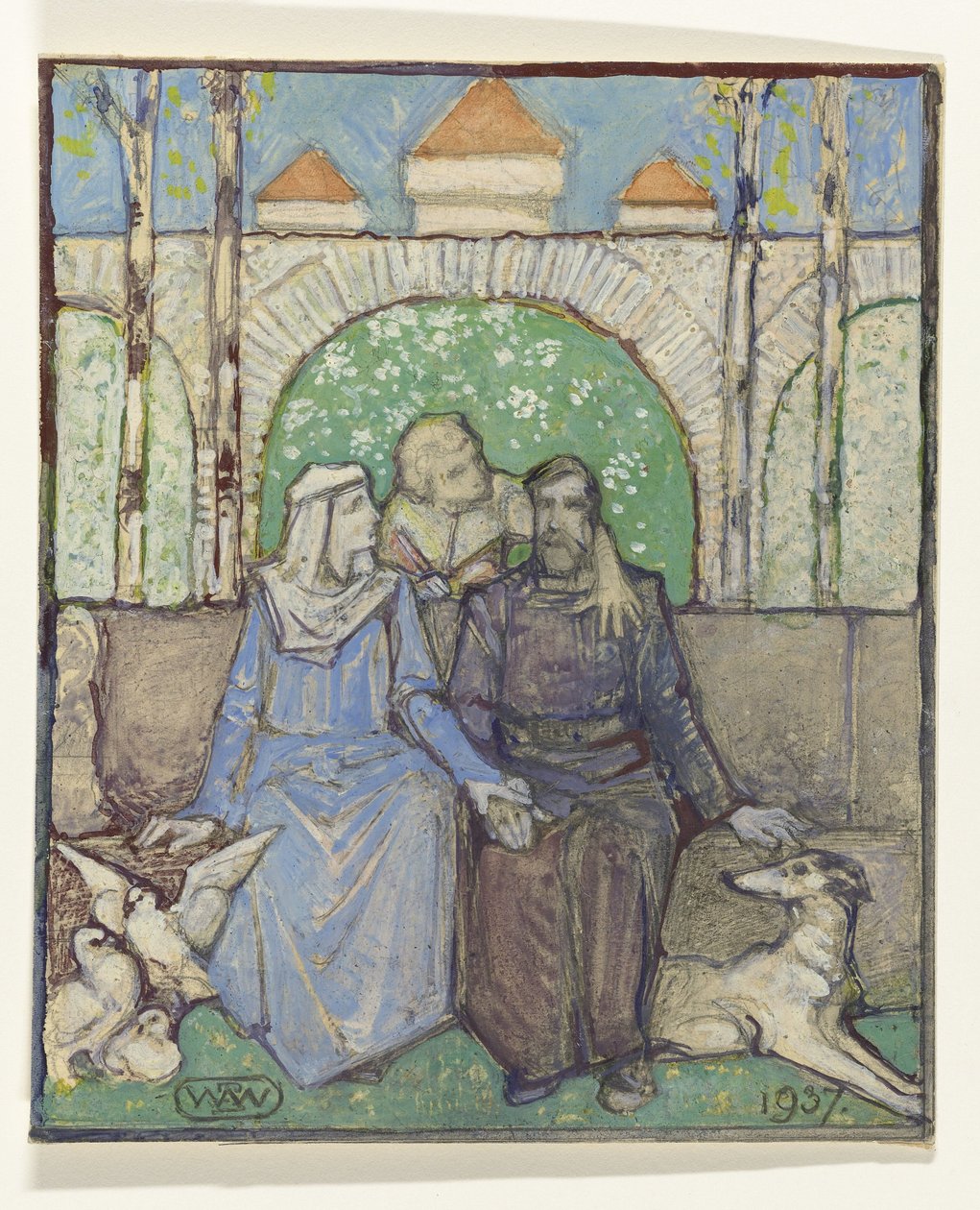 Sedící pár od Bernard Willem Wierink (signed by artist)