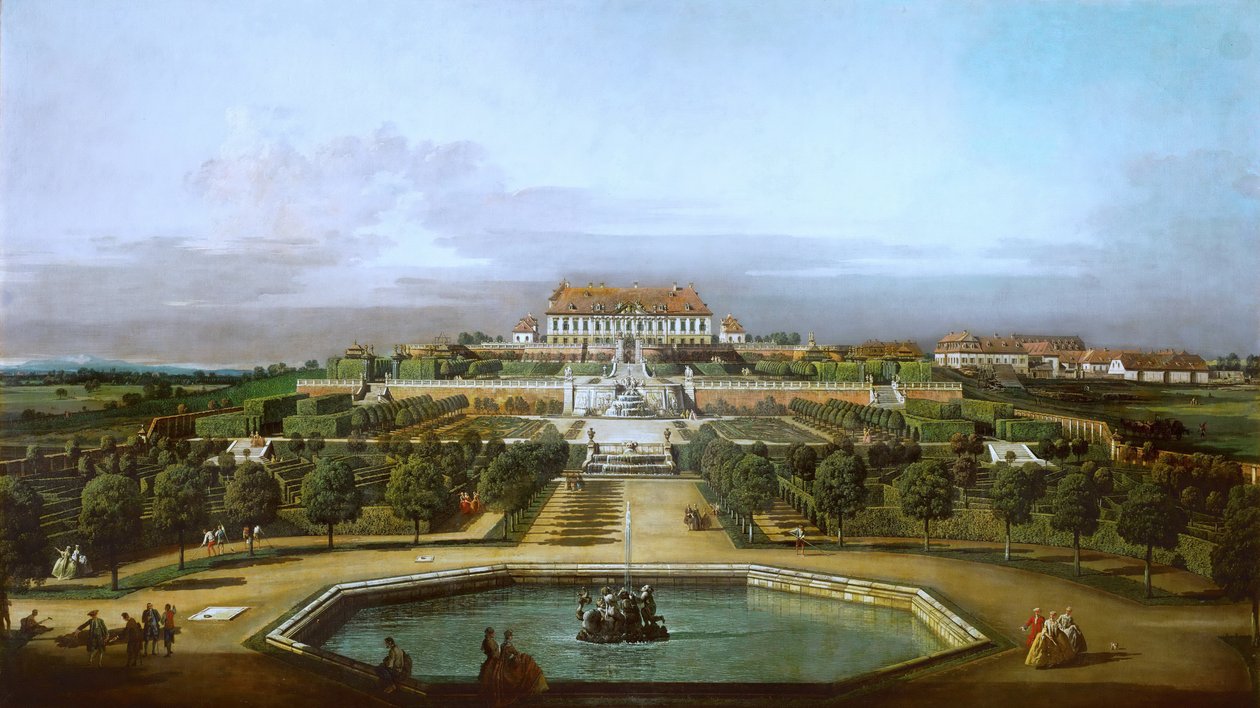 Císařský palác potěšení, nádvoří, zahrada od Bernardo Bellotto