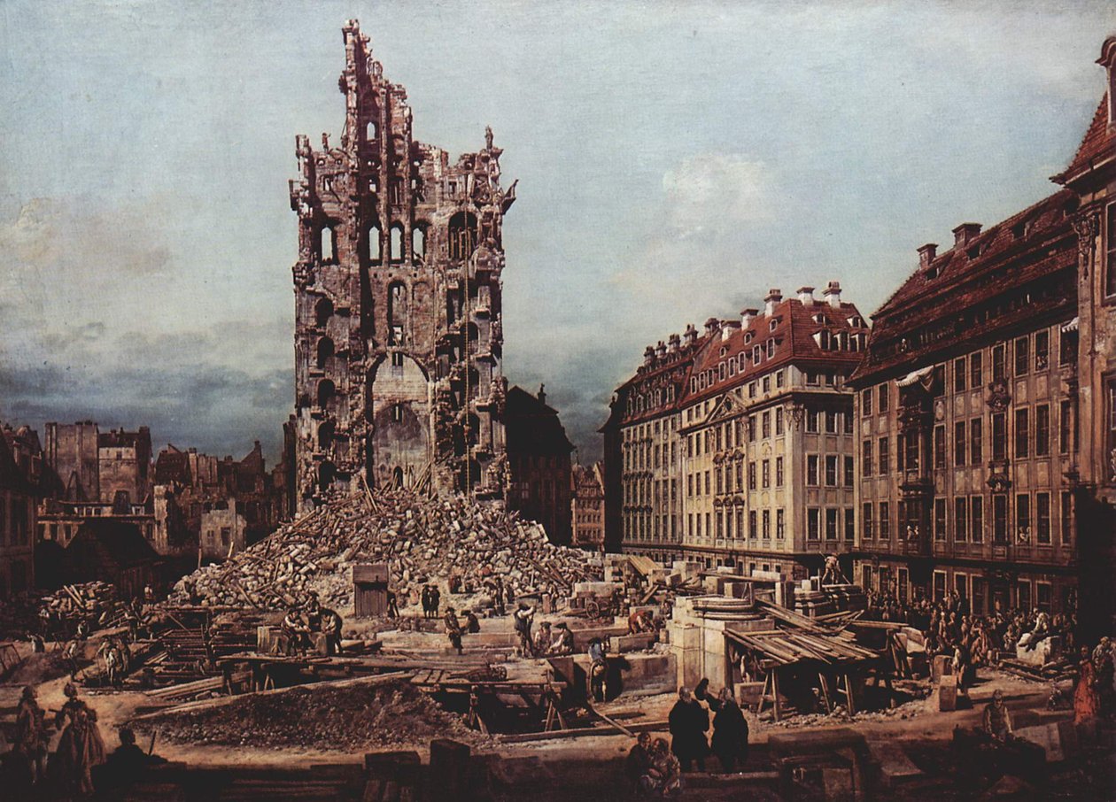 Ruiny starého Kreuzkirche, Drážďany od Bernardo Bellotto