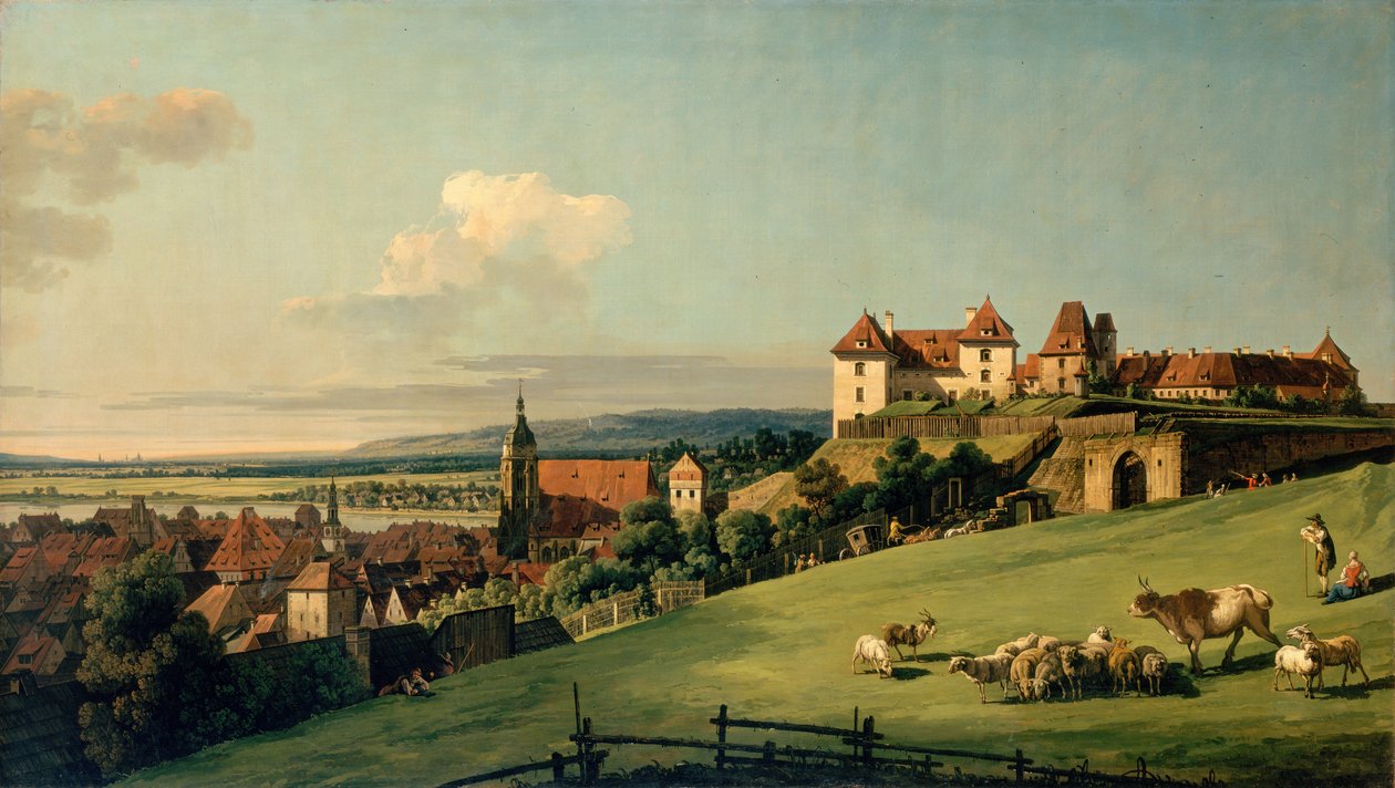 Pohled na Pirnu z hradu Sonnenstein od Bernardo Bellotto