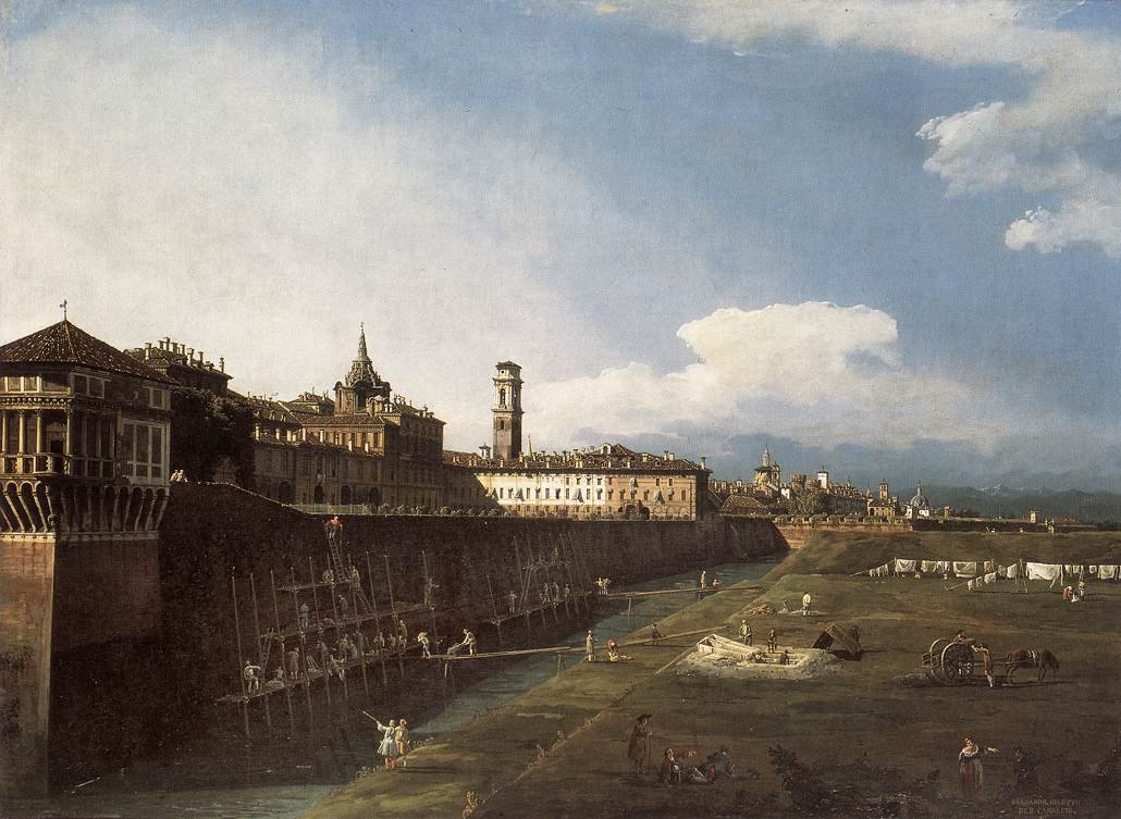 Pohled na Turín poblíž královského paláce od Bernardo Bellotto