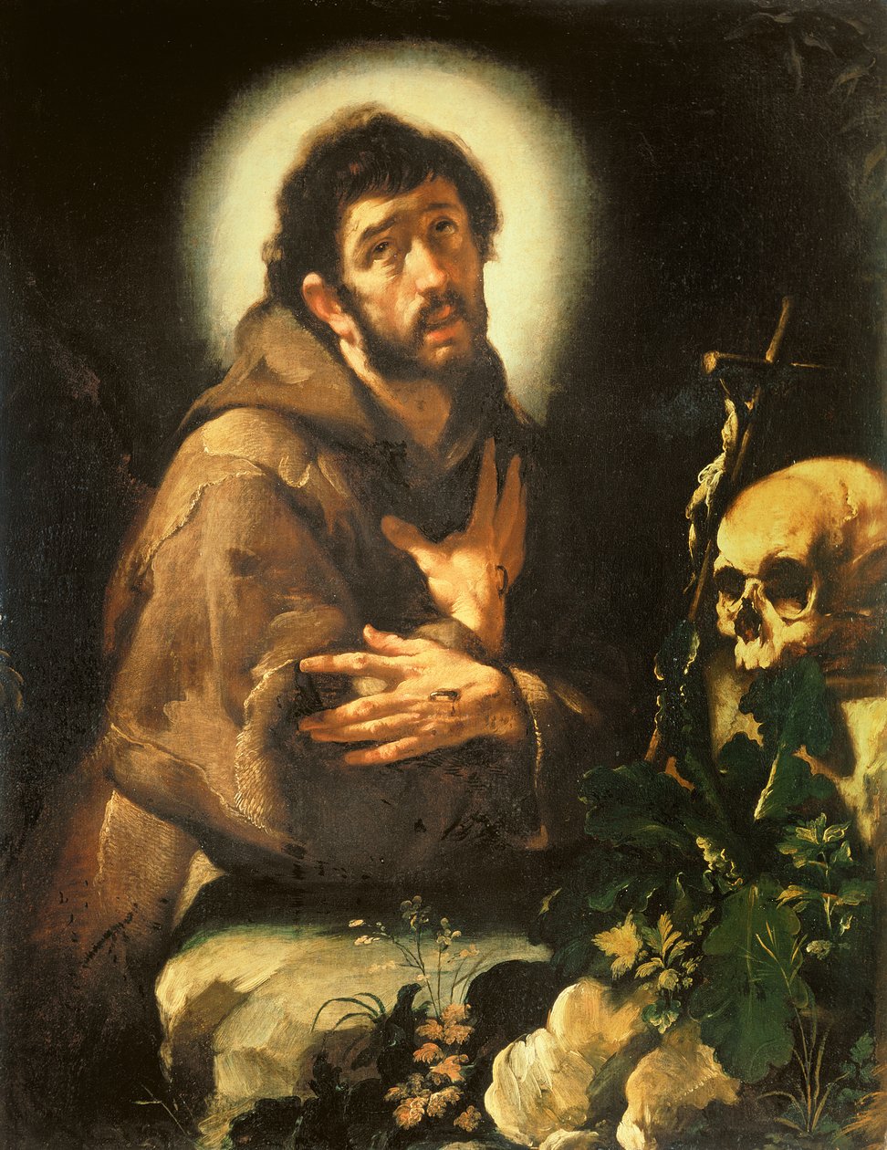 Svatý František v extázi, kolem 1615-18 od Bernardo Strozzi