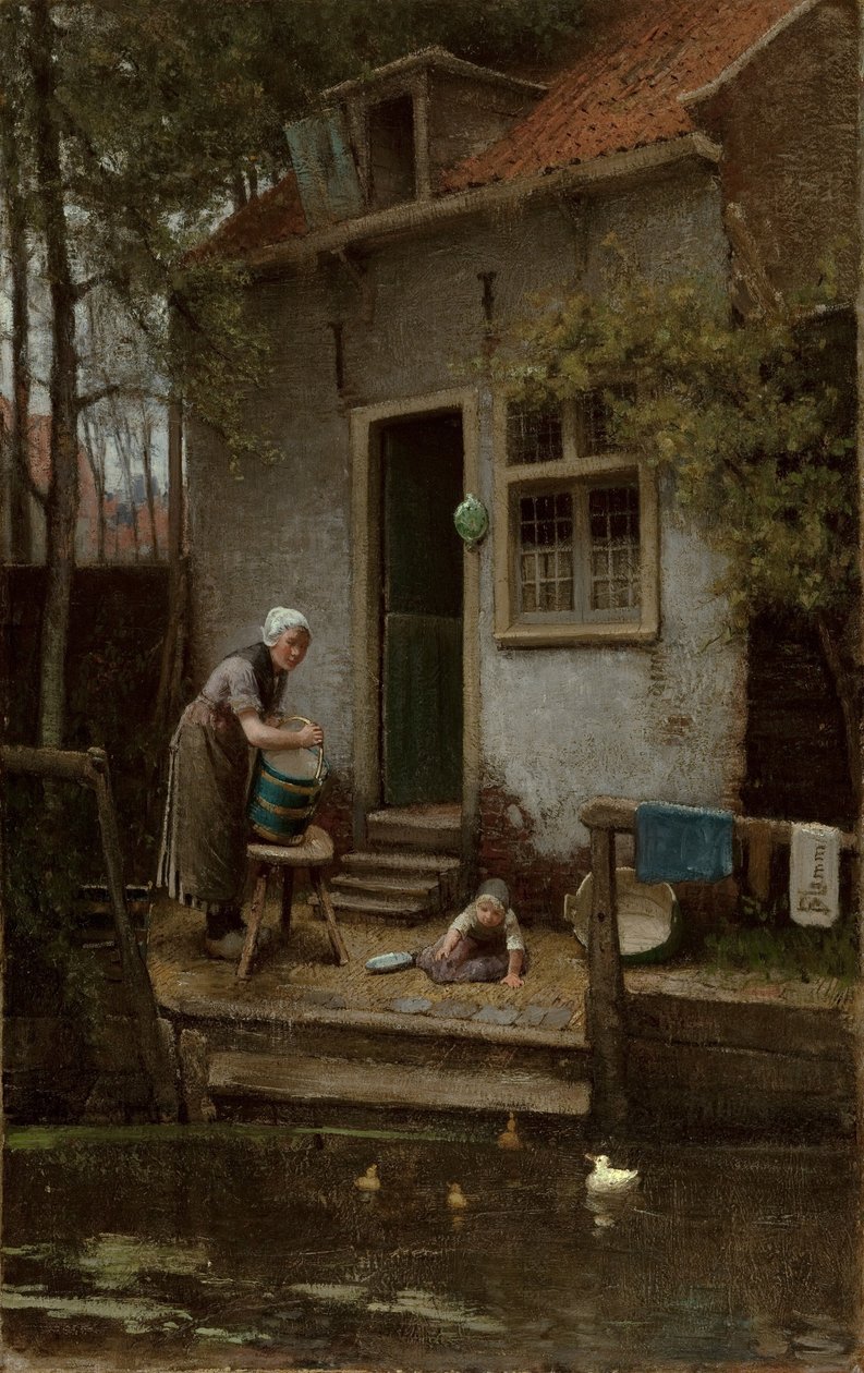 Krmení kachen od Bernardus Johannes Blommers or Bloomers