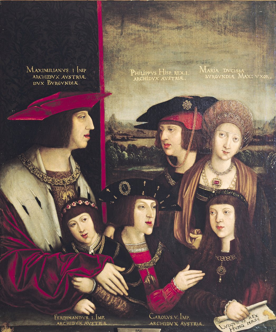 Císař Maxmilián I. (1493-1519) s manželkou Marií Burgundskou a jeho syny Karlem V. (1500-58) a Filipem I. (1478-1506) od Bernhard Strigel