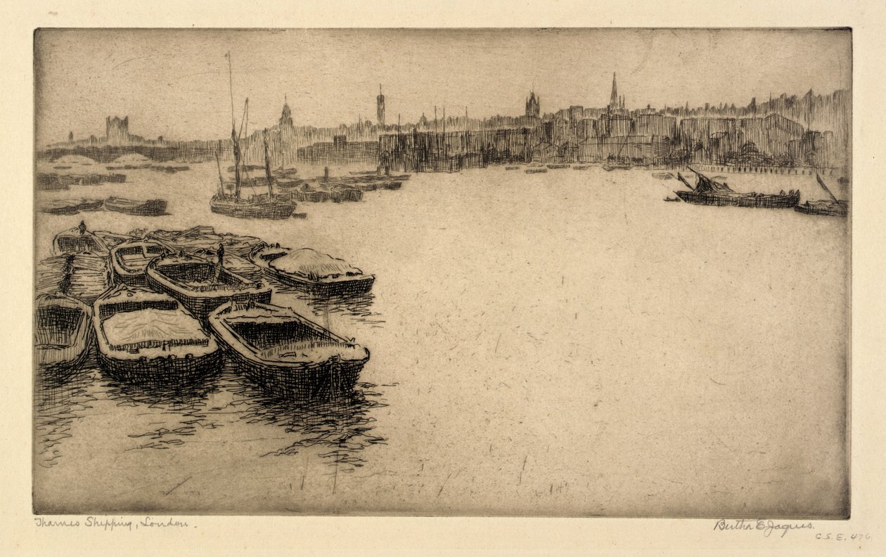 Thames Shipping, Londýn od Bertha E. Jaques