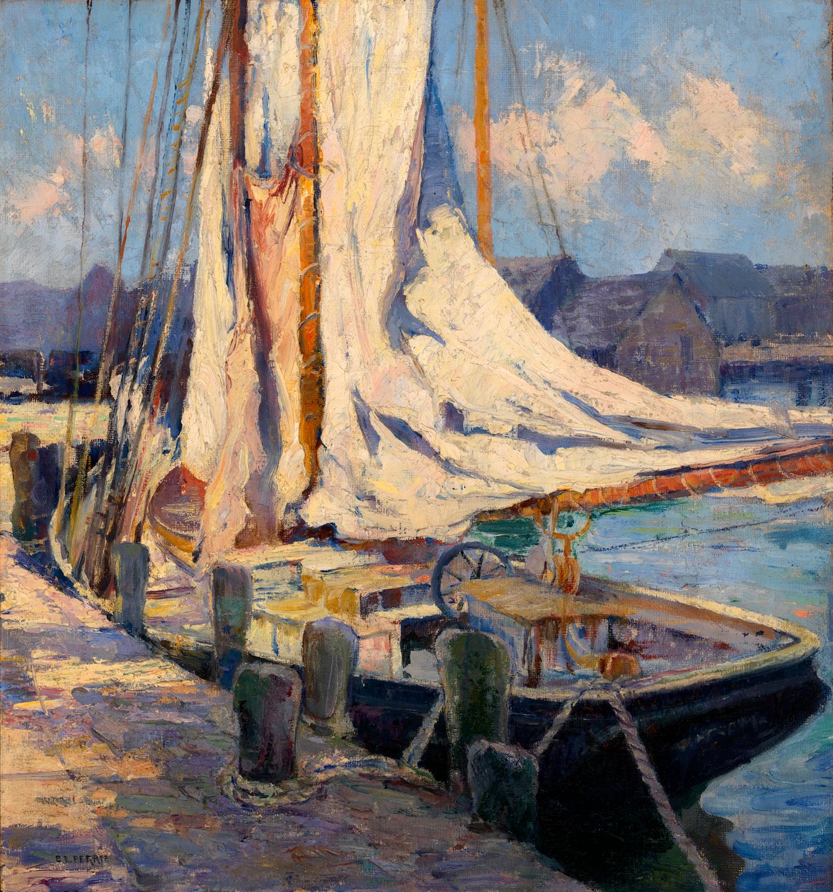 Přístavní scéna, Gloucester. od Bertha Eversfield Perrie