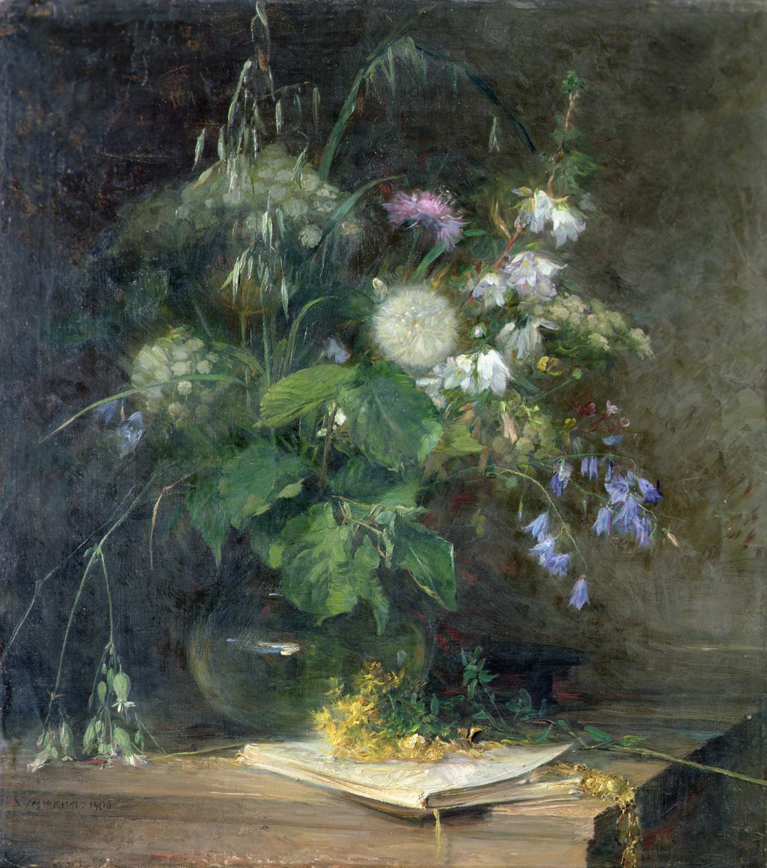 Divoké květiny ve skleněné váze od Bertha Wegmann