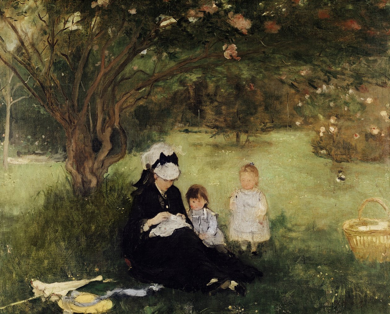 Pod šeříkem v Maurecourt, 1874 od Berthe Morisot