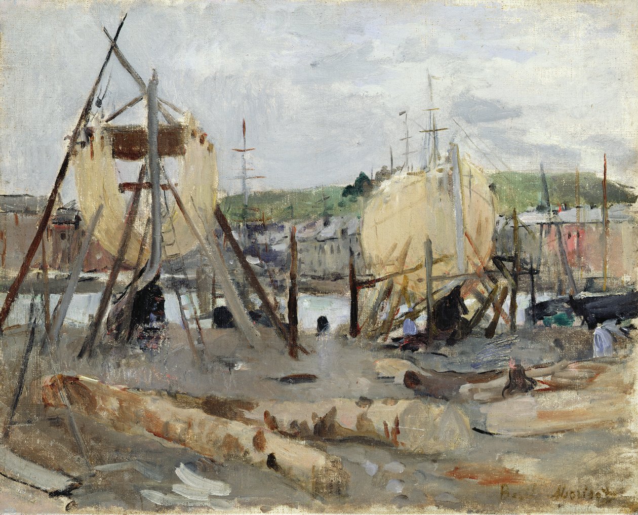 Stavba lodi, 1874 od Berthe Morisot