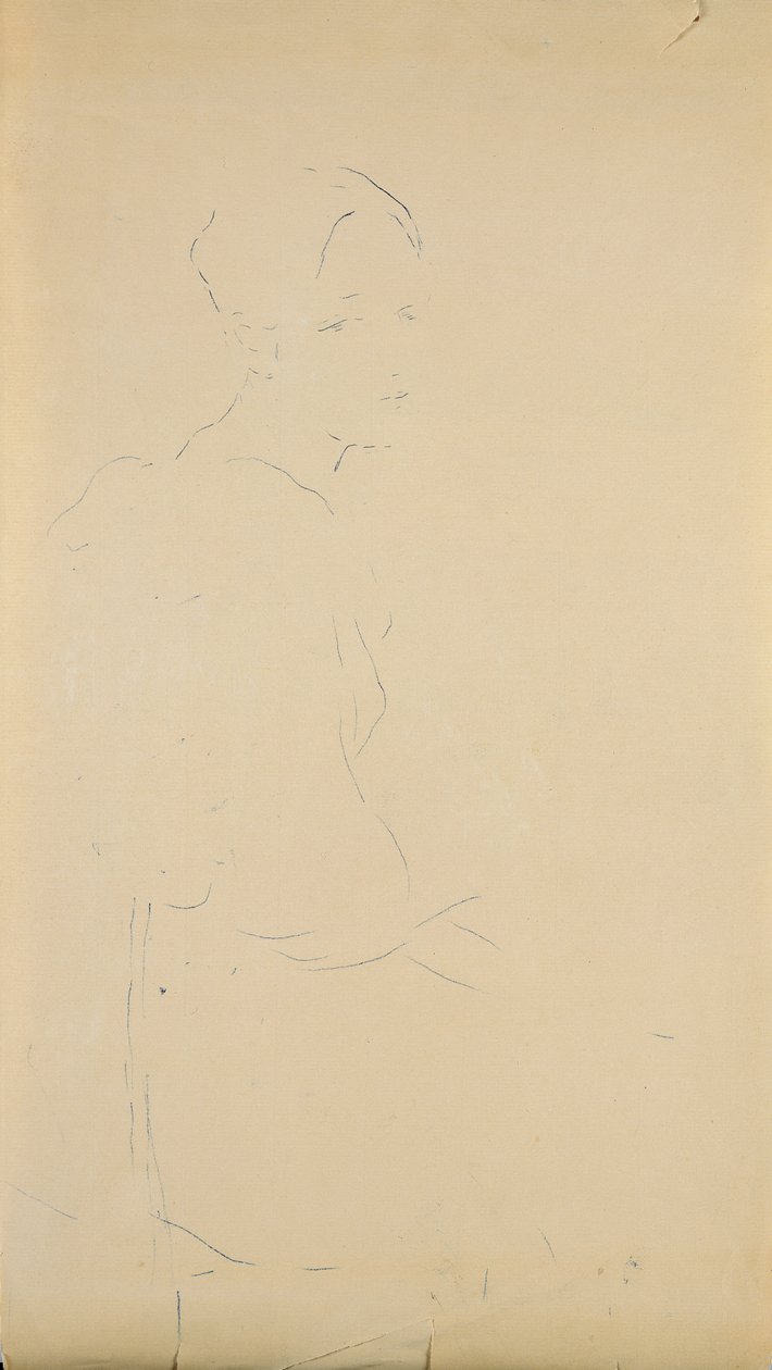 Profil mladé sedící ženy, 1887 (barevná tužka na papíře) od Berthe Morisot