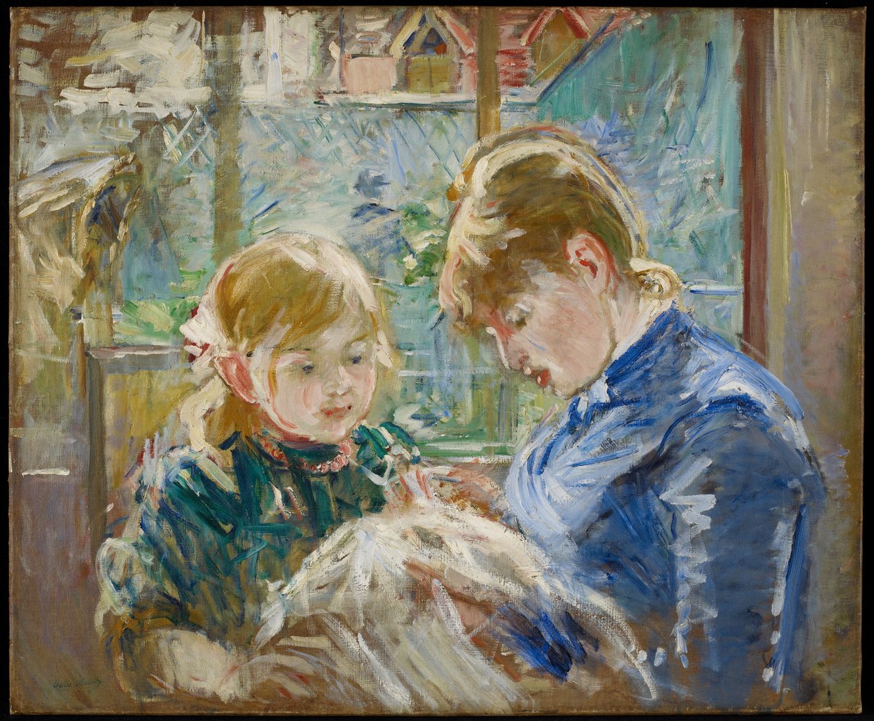 Umělcova dcera, Julie, se svou chůvou, kolem roku 1884 od Berthe Morisot