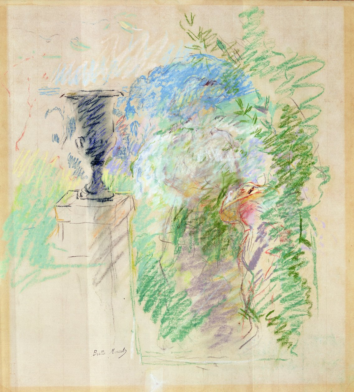 Váza v zahradě, 1890 (pastel na papíře) od Berthe Morisot
